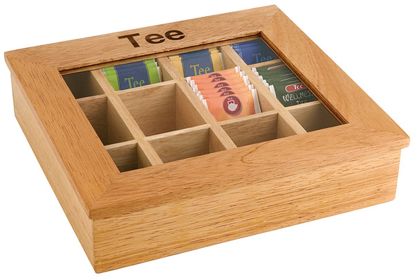 Teebox mit 12 Kammern, natur