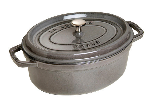 Cocotte, 27 cm, Graphit-Grau, oval, Gusseisen