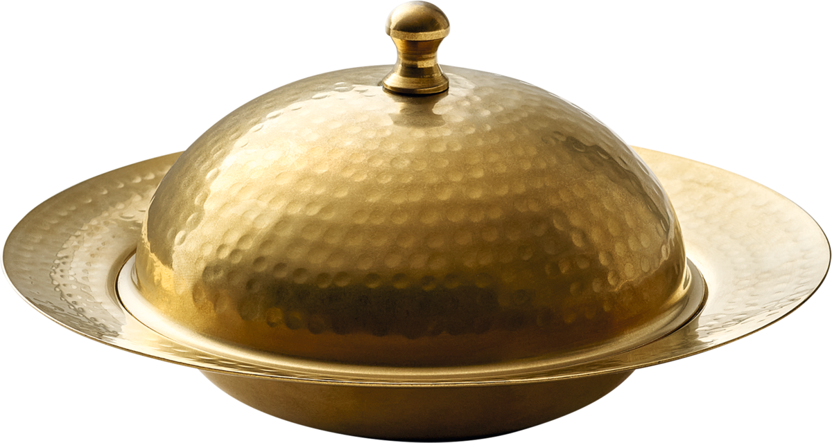 Spotlights - Teller rund m. Cloche gold 20cm