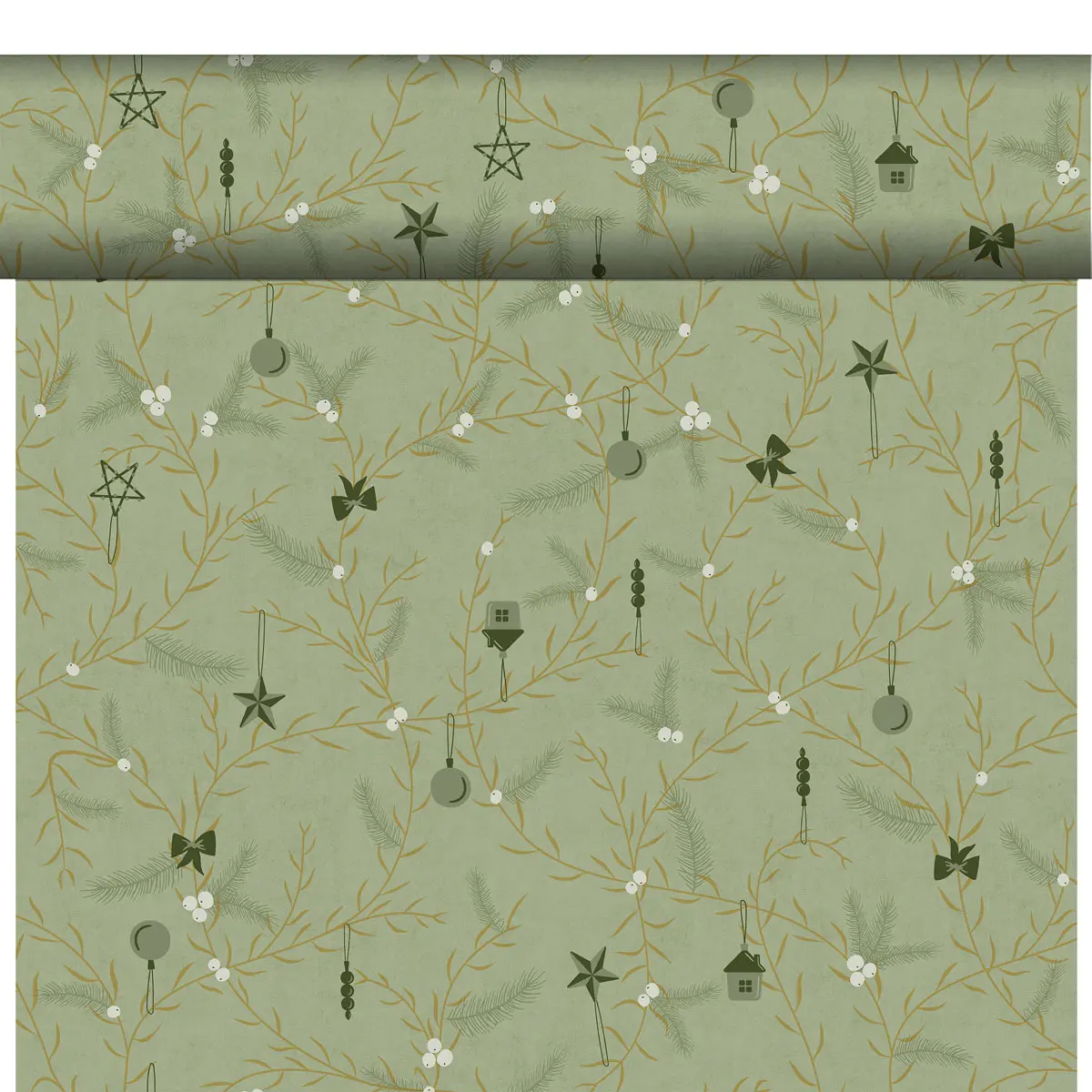 Tête-à-Tête Tischläufer BIO Dunicel - Noel pistachio, 24 m x 40 cm, 20 Abschnitte