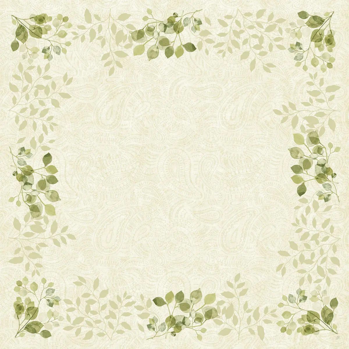 BIO Dunicel Mitteldecke - Paisley leaves, 84 x 84 cm