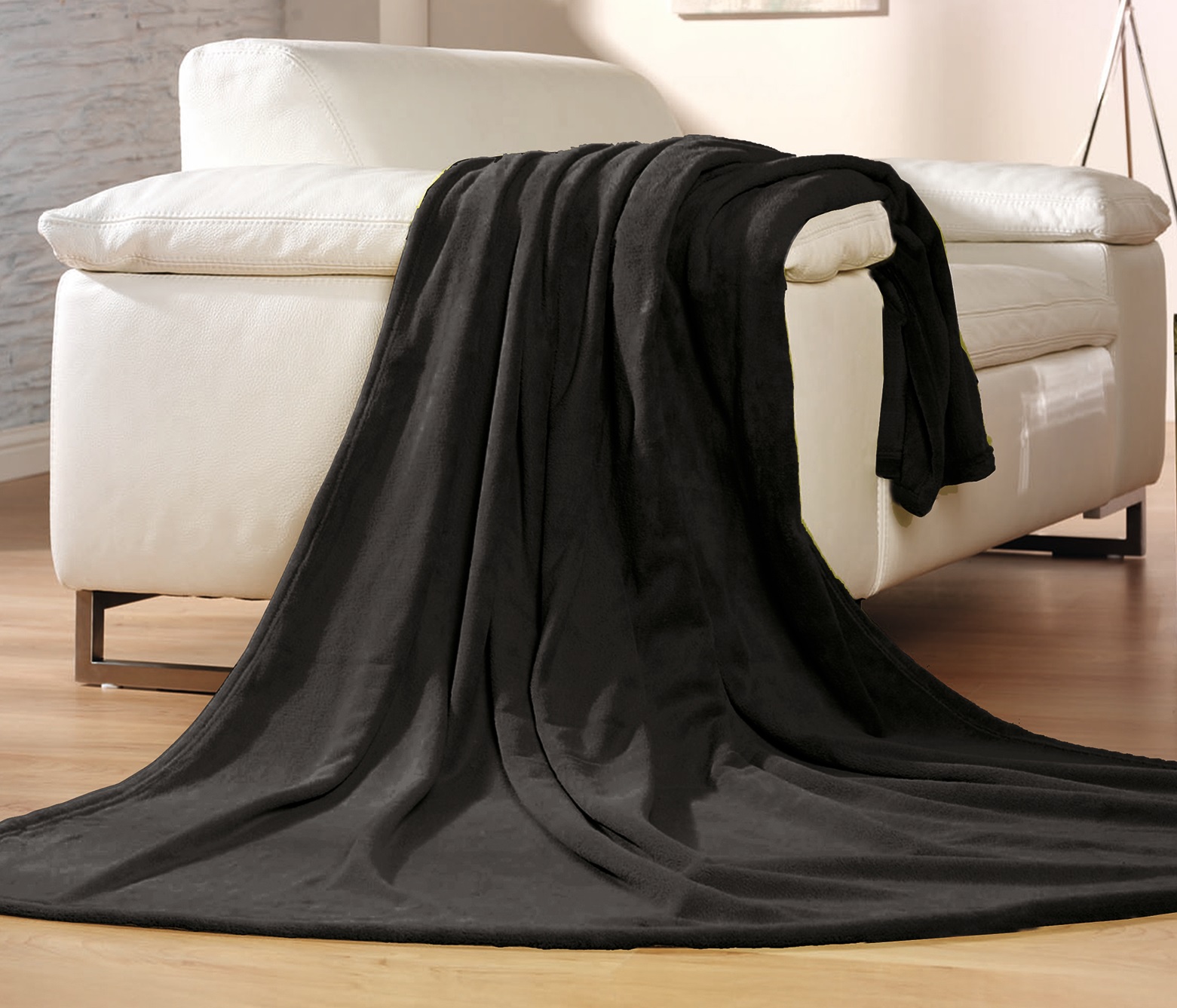 Microflauschdecke Memphis, 180 x 220 cm, schwarz