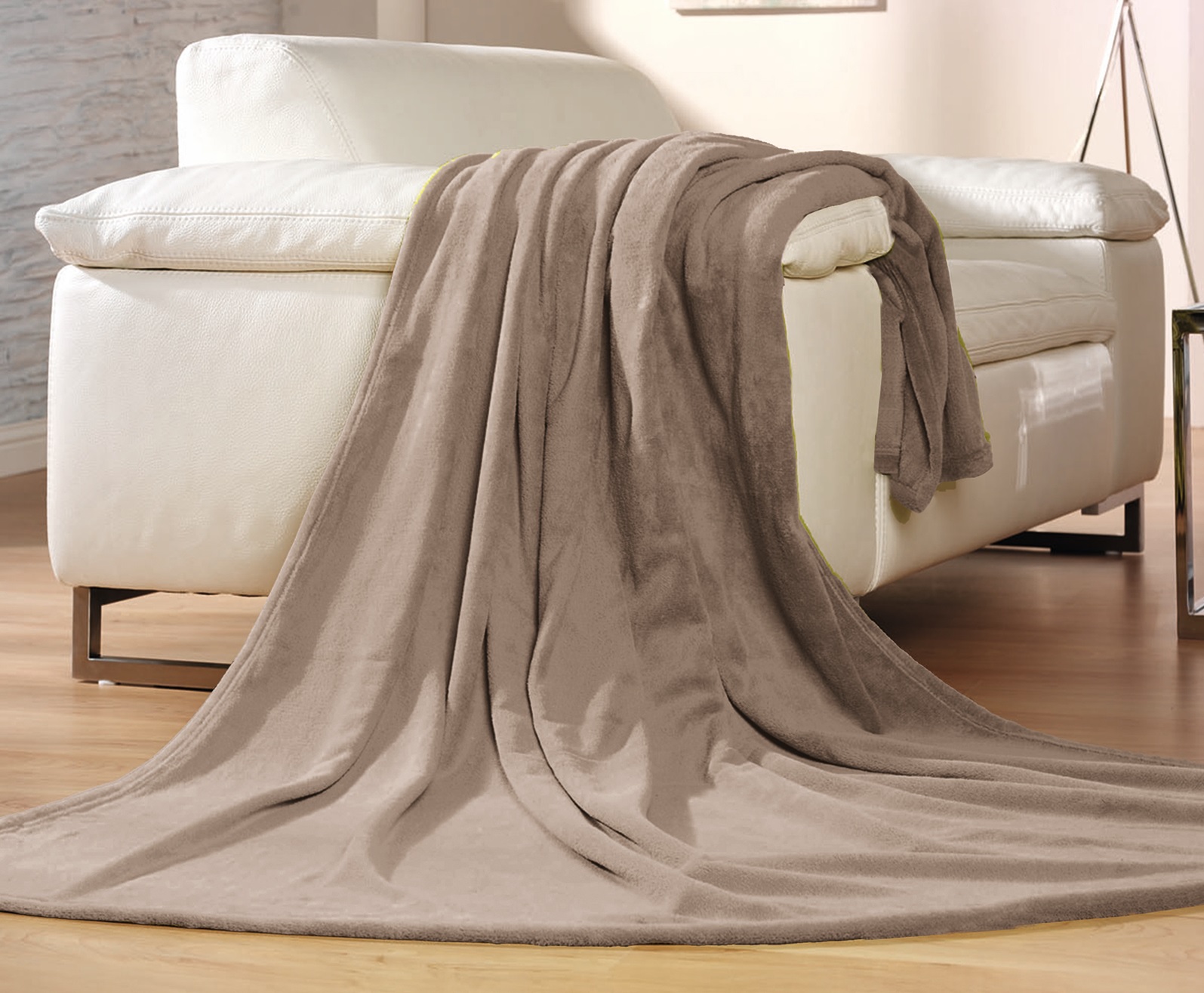 Microflauschdecke Memphis, 220 x 240 cm, taupe