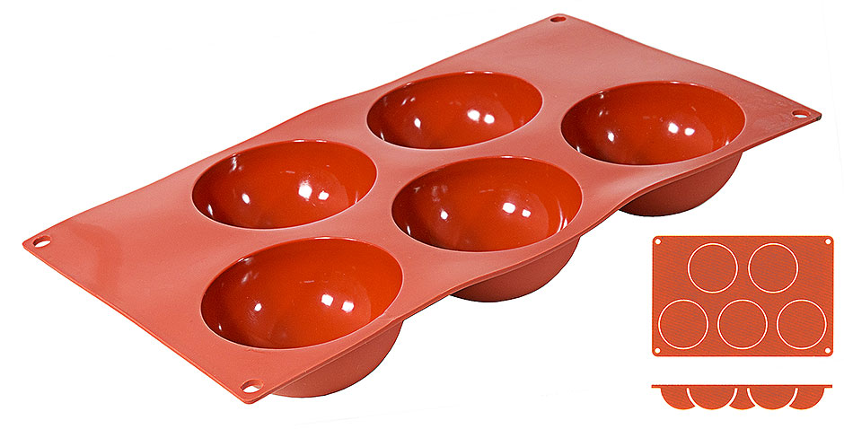Silikon-Backmatte, HALBKUGEL, 5 Formen