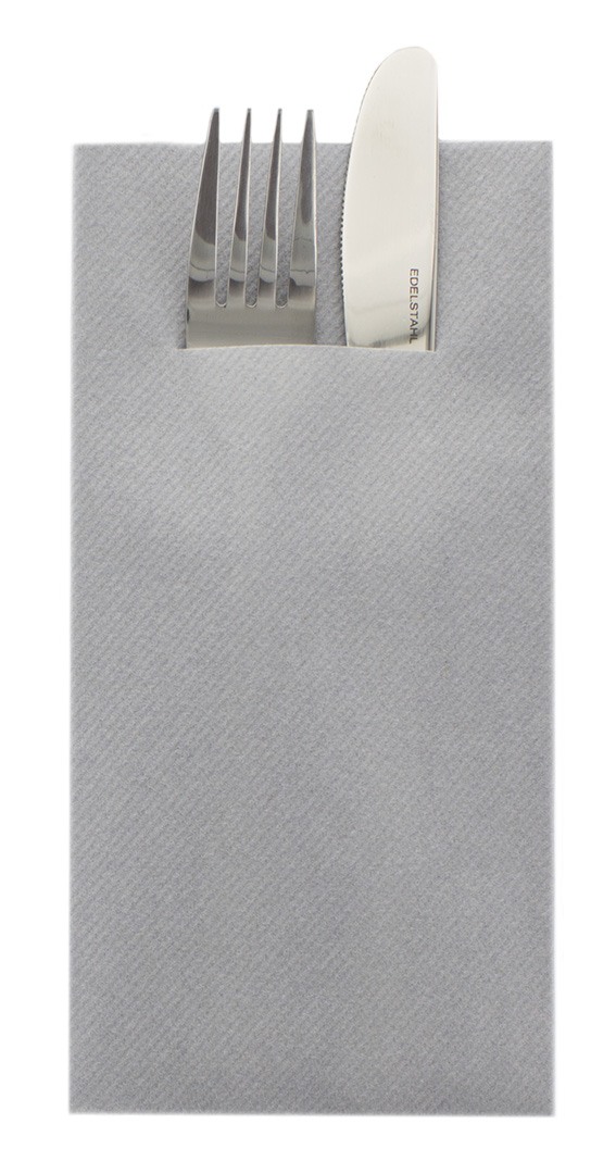 Pocket Napkin - Linclass light Besteckservietten, 40 x 40 cm, 1/8 Falz, grau