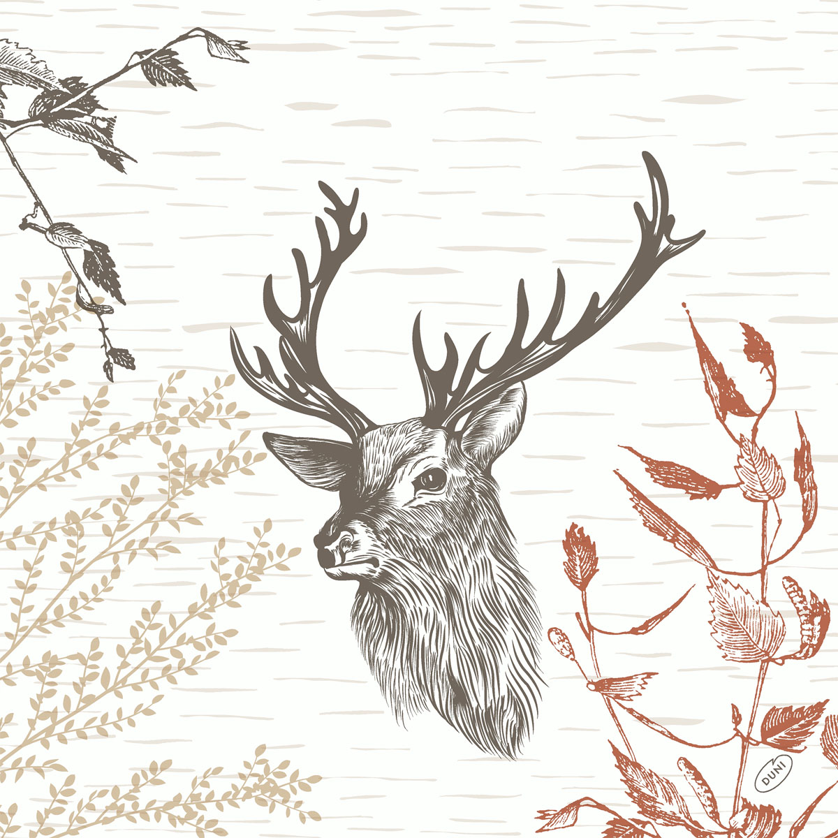 Klassikservietten - Wood & Deer, 40 x 40 cm, 4-lagig, geprägt, 1/4-Falz