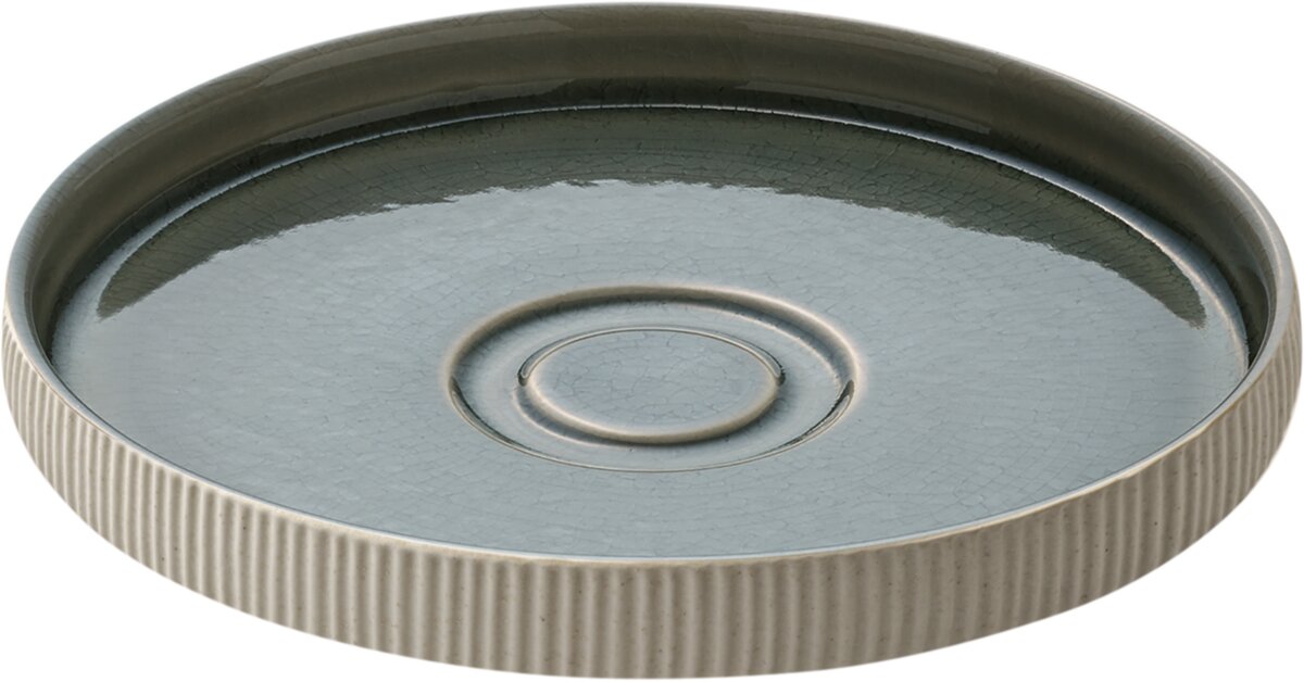 Nara Grey - Untertasse rund Relief, grau, 15 cm