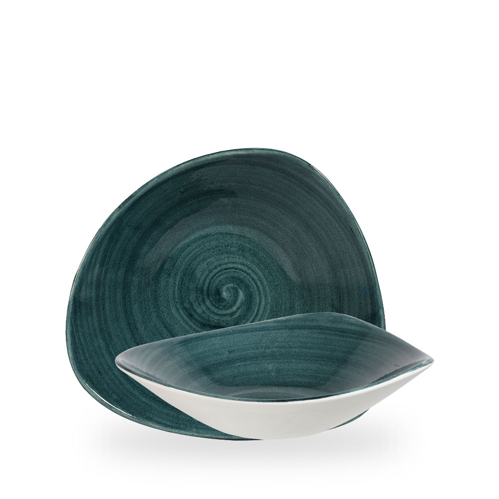Churchill Stonecast Patina Rustic Teal Bowl Dreieck.23,5 cm, 60Cl