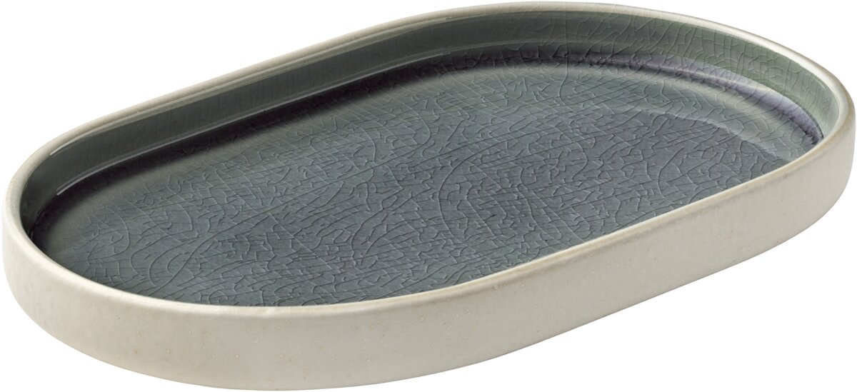 Nara Grey - Platte oval , grau, 18 cm