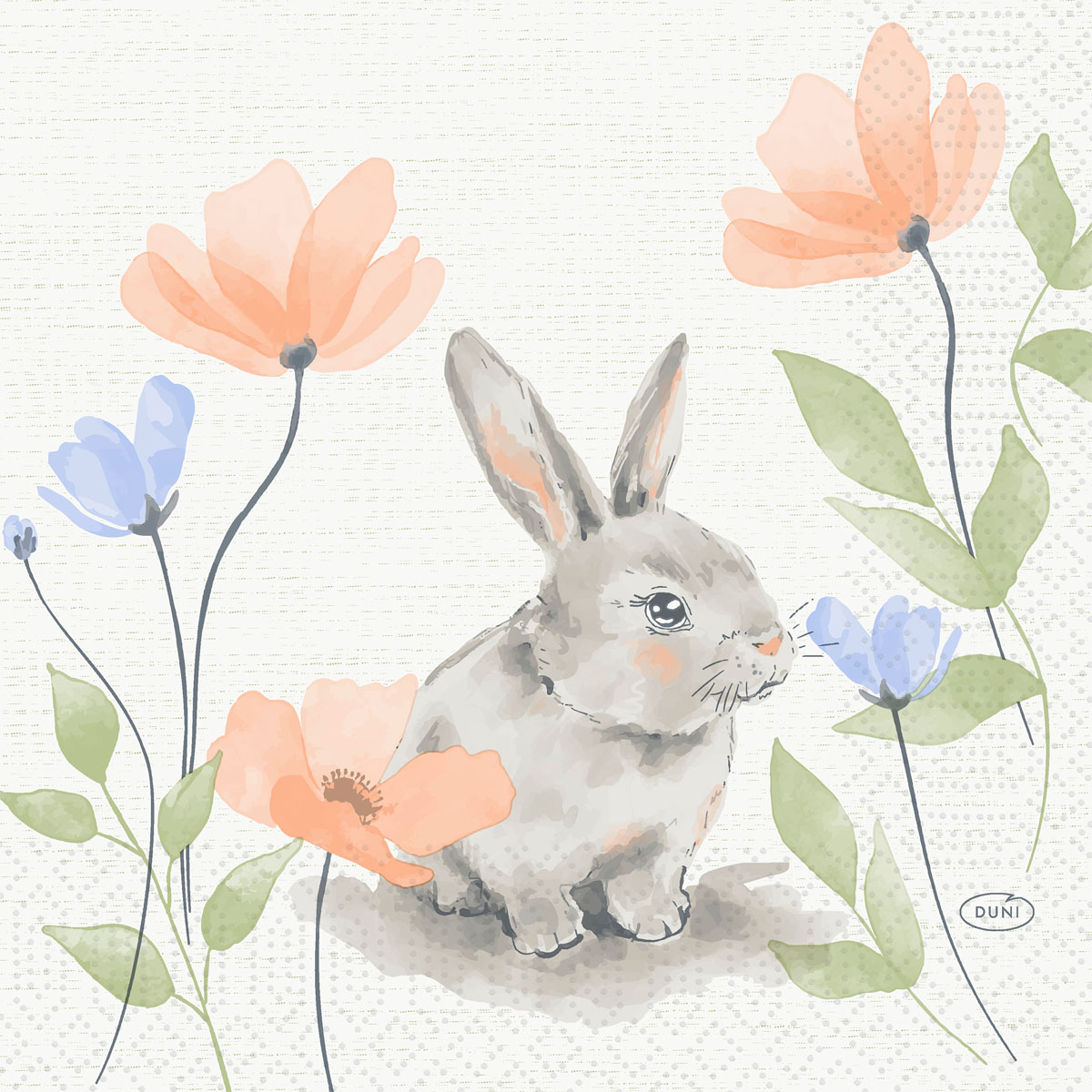 Zelltuchservietten - Bunny Bloom, 33 x 33 cm, 3-lagig, 1/4 Falz