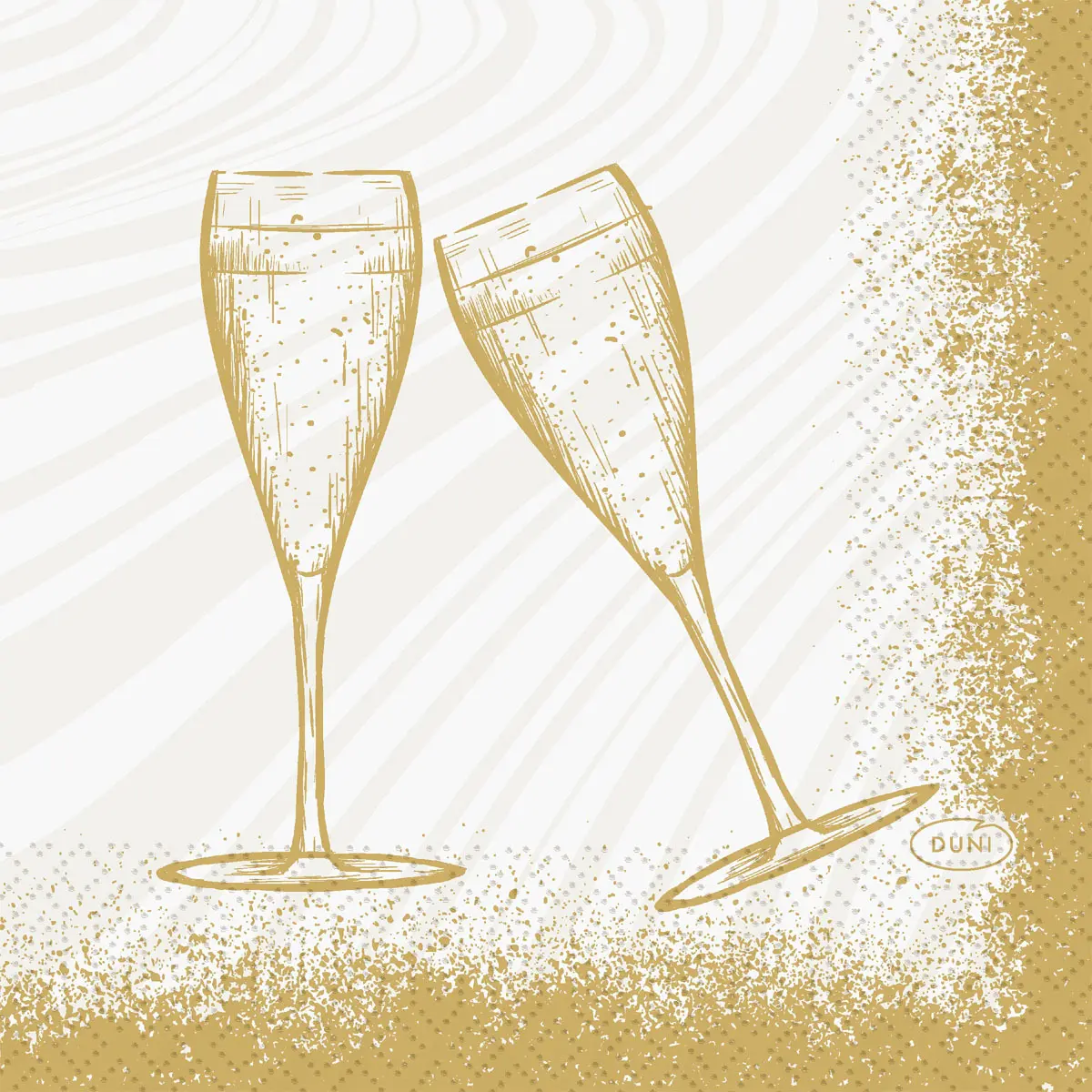 Zelltuchservietten - Sparkly Cheers White, 24 x 24 cm, 3-lagig, 1/4 Falz