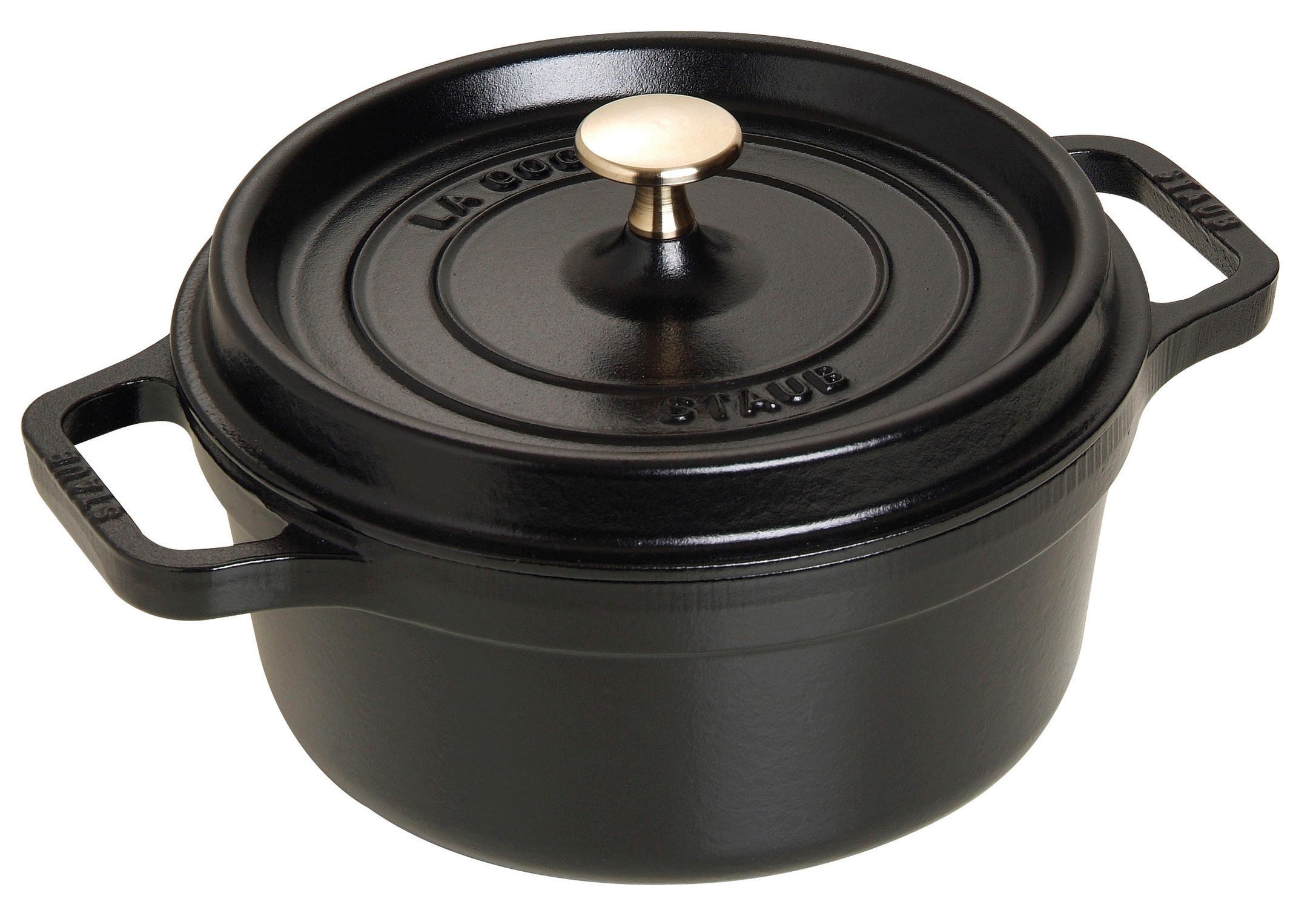 Cocotte, 22 cm, Schwarz, rund, Gusseisen