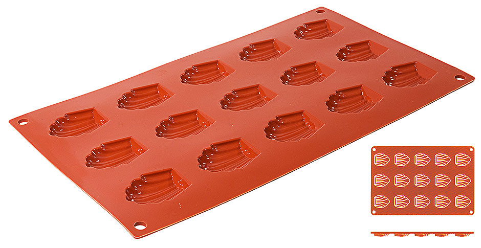 Silikon-Backmatte, MADELEINE mit 15 Formen