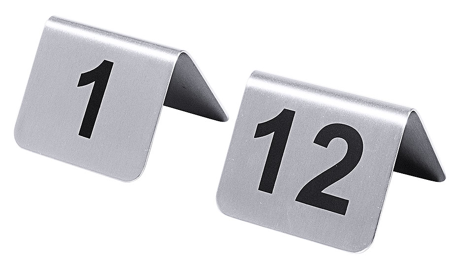 Tischnummernschild, Nummern: 1-12