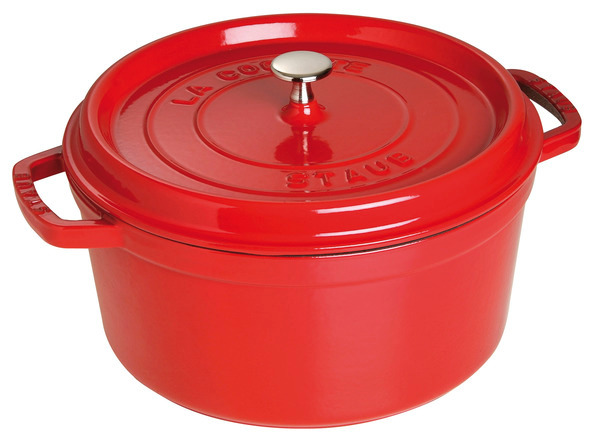 Cocotte, 20 cm, Kirsch-Rot, rund, Gusseisen