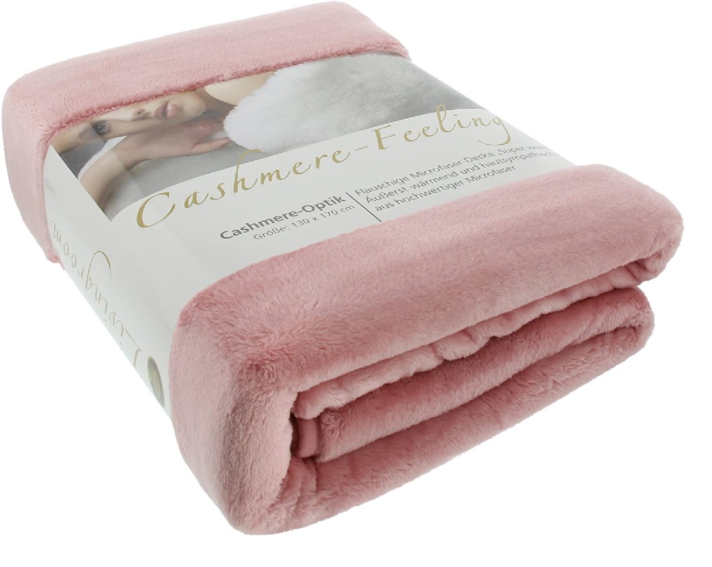 Microflauschdecke Cashmere Feeling, 130 x 170 cm, altrosa