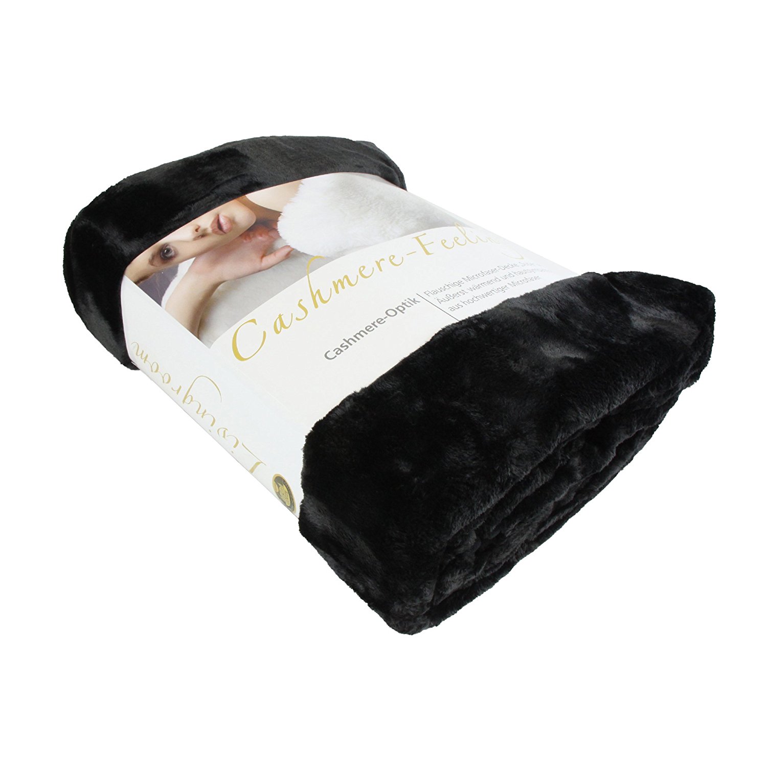 Microflauschdecke Cashmere Feeling, 220 x 240 cm, schwarz