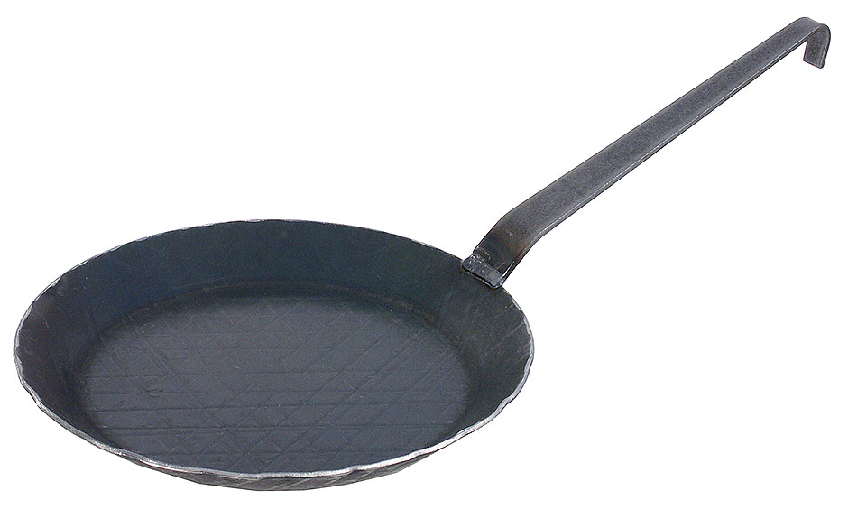 Brat- und Servier- Eisenpfanne, angesetzter Flackgriff mit Haken, 28 cm, tiefe Form