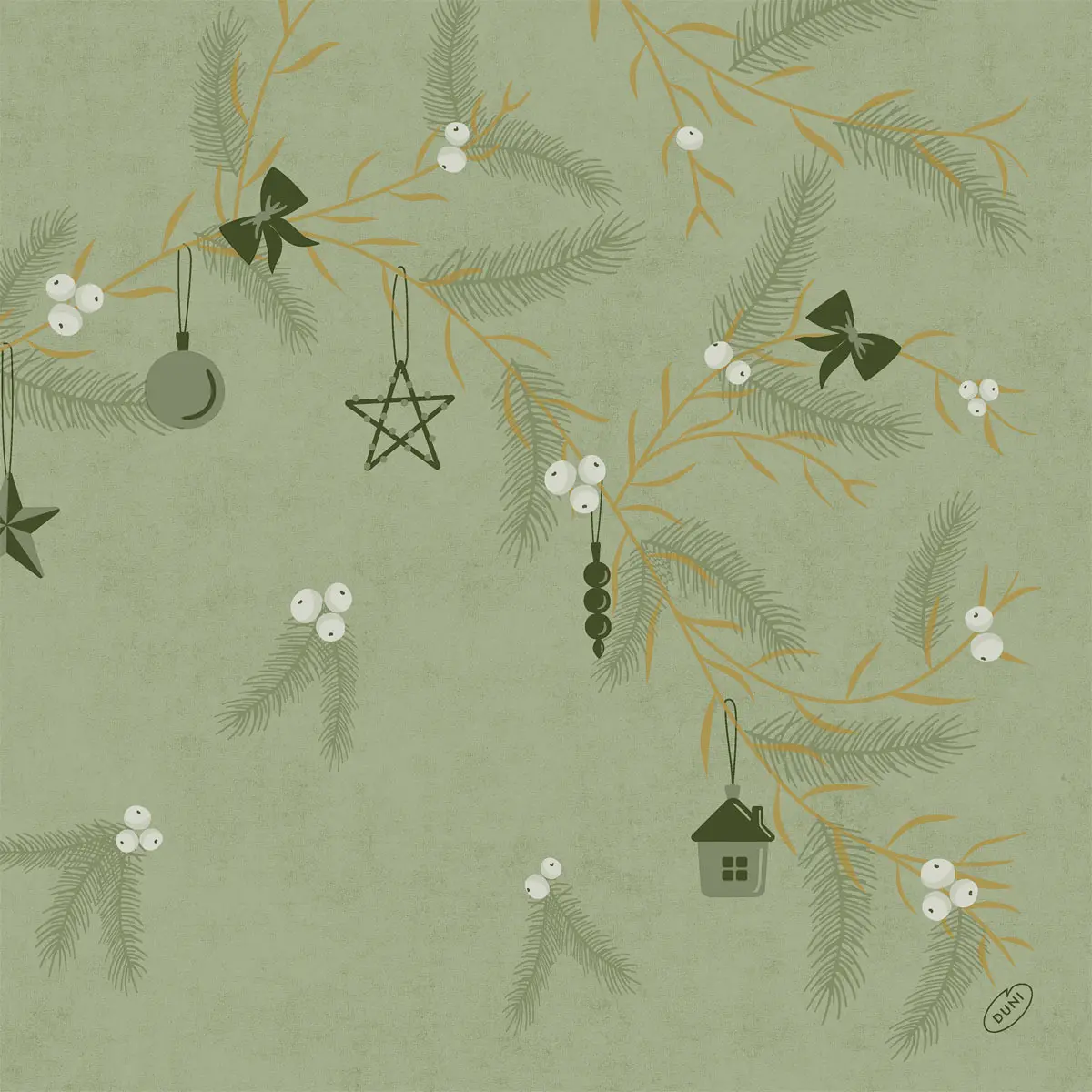 Bio Dunisoft Servietten - Noel pistachio, 40 x 40 cm, 1/4 Falz