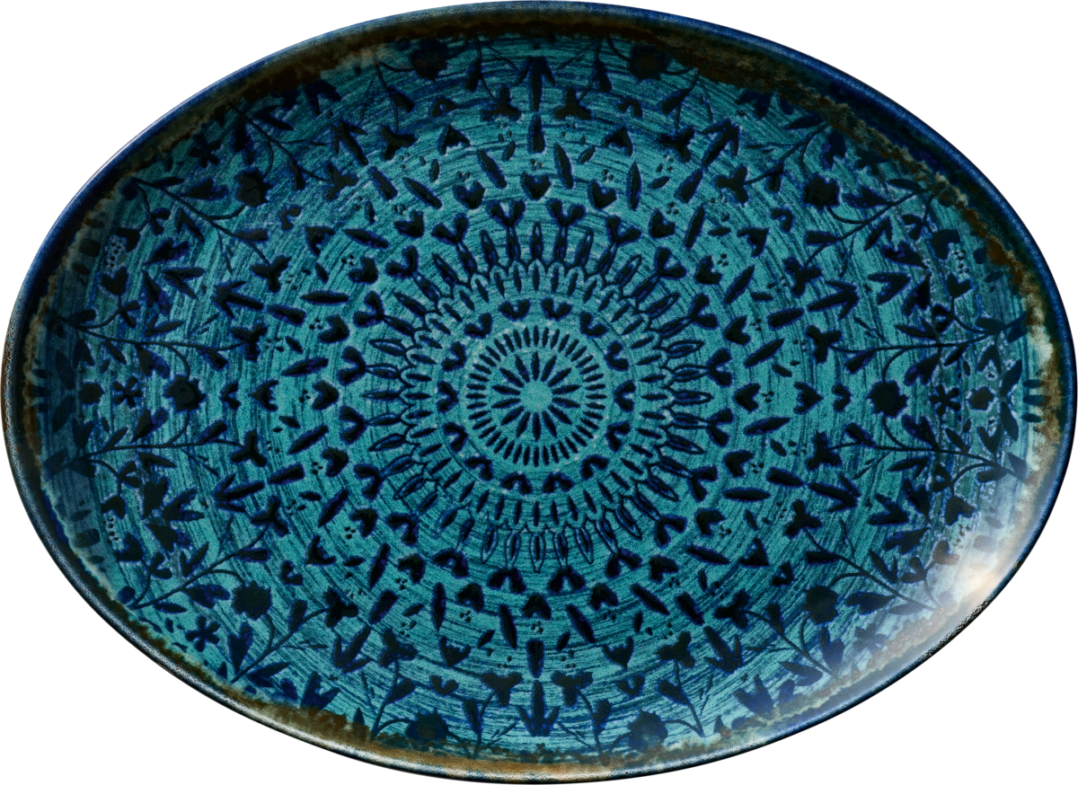 Mirage - Platte oval coup indigo 32x24cm