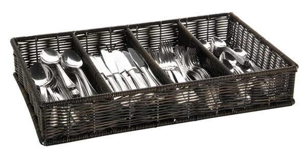 GN 1/1 Besteckbehälter schwarz/braun, 53 x 32,5 cm, 9 cm tief