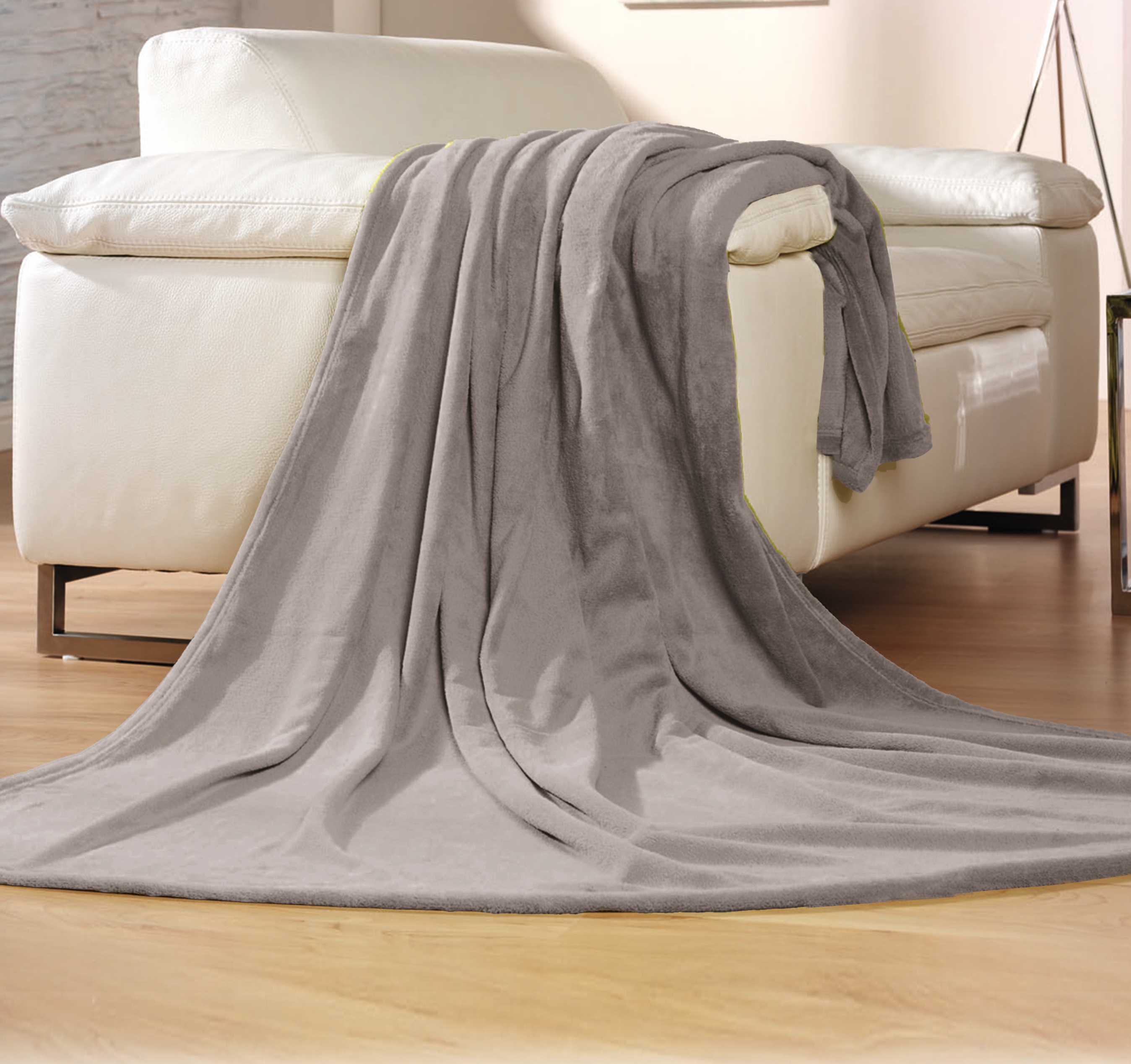Microflauschdecke Memphis, 180 x 220 cm, silber