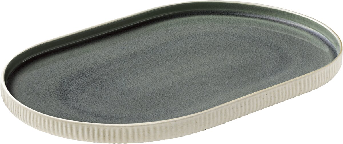 Nara Grey - Platte oval Relief, grau, 30 cm